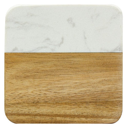 Marble & Acacia Coaster